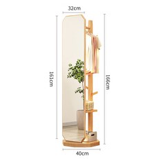 윙커퀸 북유럽 원목 고급형 전신거울 수납 벽 전신 거울 행거 화장대 예쁜 대형 이동식, 6)회전형-브라운 - 오트밀하우스