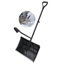 Outspark 55.9cm(22인치) 진입로 자동차 가정 차고 제설용 눈 삽 - 튼튼한 금속 인체 공학적 눈 삽 이중 손잡이 블랙, 1개