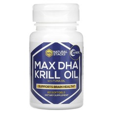 Natural Stacks Max DHA 크릴 오일 참치 오일 함유 소프트젤 60정, Natural Stacks Max DHA 크릴..., 1개