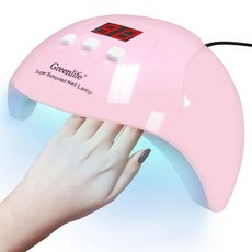 GreenLife UV LED 네일 램프 - 18pcs 비드 3 타이머 자동 센서 및 USB 플러그가 포함된 젤 네일용 54W 휴대용 전문 경화, Pink