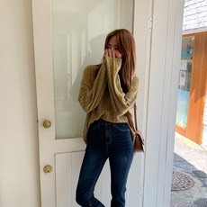 [바보사랑]겟잇미 베라 시스루 루즈핏 여성 꽈배기 알파카 니트
