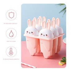 실리콘 아이스크림 몰드 아이스 로리 위드 스틱 트레이 냉동 DIY 자체제작 아이스하키 세트아이스크림 통, 01 Pink