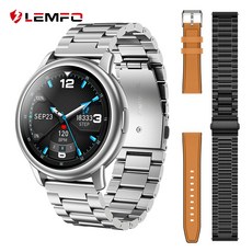 LEMFO LF28 스마트 워치 남자 스포츠 Smartwatch 2020 IP68 방수 피트 니스 팔찌 안 드 로이드 IOS Huawei Haylou Solar LS05|스마트, 1개, Silver LF28, BK add BK Lea Met