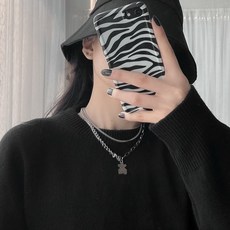 미니먼트 체인 레이어드 곰돌이 목걸이