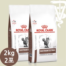 [로얄캐닌] 캣 가스트로인테스티널 모더레이트 칼로리 4kg (2kg*2), 2개, 2kg - 로얄캐닌가스트로인테스티널