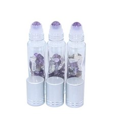 천연 보석 롤러 에센셜 오일 롤러 병 10ml 투명 유리 롤러 병 3 병 여행용 향수 롤러 병 (아메 시스트) 내부, 본상품