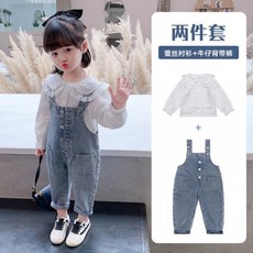 미니빈이 키즈 멜빵바지 데님 북유럽아동복 세트