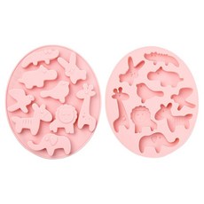 Airssory 2피스 귀여운 동물 테마 실리콘 퐁당 몰드 코끼리 사자 토끼 토끼 악어 기린 몰드 DIY 파티 케이크 초콜릿 젤리 캔디 레진 공예 장식 만들기, Cute Animal Theme Molds_2 pcs, 2개