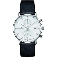 JUNGHANS 융한 즈 양식 C Chronoscope 쿼츠 매트 실버 시계 블랙 송아지 가죽 041 4770.00