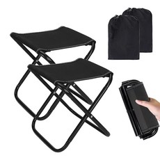 데일리초이스 휴대용 접이식 간이의자 캠핑의자, 2개, 블랙