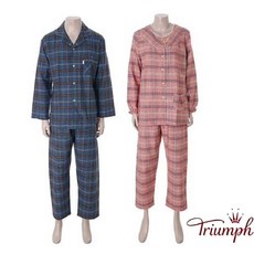 [현대백화점]Triumph 트라이엄프 순면 트윌 기모체크 하운드투스체크 남여 커플잠옷 TMJ0948