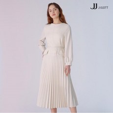 JJ지고트 플리츠 배색 트위드 원피스 GL3P0OPT1