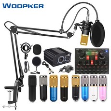 V8 사운드 카드 팬텀 파워로 컴퓨터 스튜디오 레코딩 용 전문 microfone Bm 800 마이크 키트|마이크|, Blue Gold V8S(A4)