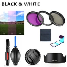 55mm uv fld cpl 필터 ew60f 렌즈 후드 캡 캐논 EF M 18 150mm f/3.5 6.3 is stm 렌즈 eos m6 mark ii m50 m100 m5 용, 1개, 단일