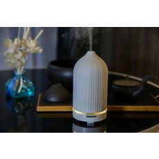 세라믹 아로마 디퓨저 아로마 디퓨저 가습기 아로마 테라피 에센셜 오일, 화이트 스트라이프 세라믹 +에센셜오일 6병