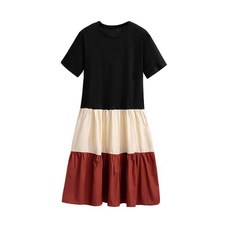여성복 (M-2XL) 여름 원피스 빅 사이즈 임신복 반팔 라운드넥 반소매
