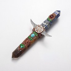 블루사파이어 자수정 천연마노 크리스탈 천연 석영 탑 드릴링 포인트 육각 기둥 매직 홀 보석 에너지 레이키 진자 명상 영적 선물
