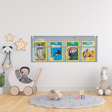 온차트 오션스토리차트 낱말카드 CD 꽂이 원서수납 전면책장 벽차트 포켓차트 전면책꽂이 투명차트 부착용품, S, 1개, 그레이