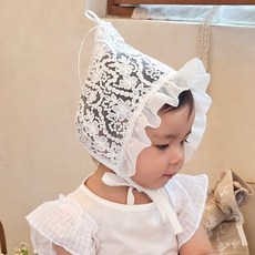 코코아돌 프리미엄 아기 레이스 보넷 신생아 백일 돌 모자