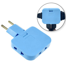 3in1 틈새 돼지코 블루 플러그 110V 멀티 변환 해외 여행 EU US 220v, 1개