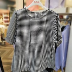 소이고방체크블라우스