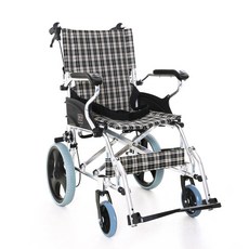 탄탄 경량 휴대용 알루미늄 수동 휠체어 접이식 11kg, WYK863LAJ-12(체크 무늬), 1개