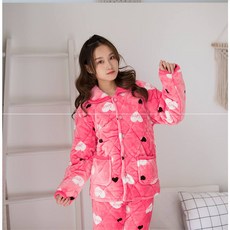 삼직구 플란넬잠옷 명품 여성 겨울 두꺼운 보온 중노년층 빅사이즈 겹 면 큐트 엄마, XL （16군자정 CM-169CM1군, love 사랑하트 이니셜 -2J6