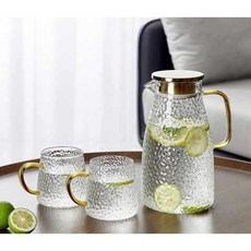 HWstork 내열유리 티포트 직화주전자 커피포트, 물병2200ml+컵400ml*2개, 3개