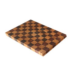 스와하 핸드메이드 엔드그레인 도마 티크+흑단 사각 대형 42x30cm / 체크 바둑판 모양 / 캠핑 플레이팅 / 두께 42mm