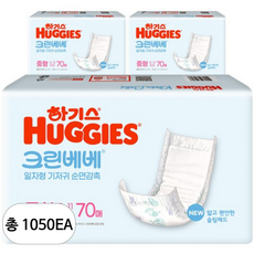 하기스 NEW 크린베베 일자형 기저귀 유아용, 1050매, 3단계