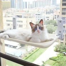 고양이 해먹 흡착식 침대 접이식 유리 쿠션 창문 윈도우 창틀 발코니, E.베이지메쉬+그레이메쉬