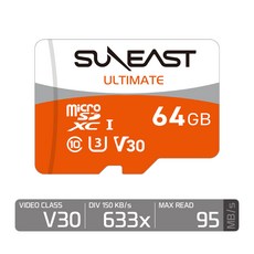 선이스트 정품 얼티메이트 프로 오렌지 마이크로SD V30 64 GB 기가 블랙박스 드론 핸드폰, 1개
