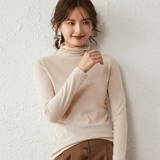 아이유니트 캐시미어 스웨터 여성 더미 칼라 풀오버 슬림 슬리밍 니트 바닥 셔츠