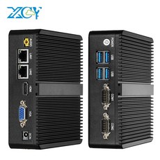 미니 PC XCY 팬리스 인텔 셀러론 N4100 듀얼 기가비트 이더넷 2x RS232, 셀러론 N2830 DDR3L, 4G RAM 128G SSD WiFi