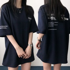 레이디스룸 국산 특양면 ~2XL 오버핏 어센틱 레터링 빅사이즈 박스 반팔 티셔츠