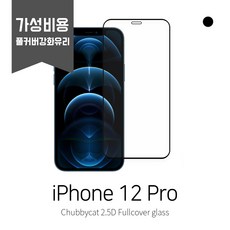 [처비캣] 아이폰12 Pro(프로) 2.5D 풀커버 강화유리필름(가성비용), 1장
