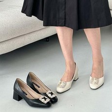  베리슈 여성 225-270 빅사이즈 큐빅 둥근코 펌프스 힐 