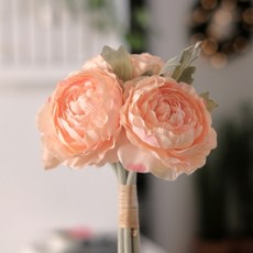 라넌큘러스 꽃다발 조화 인테리어 부케 6송이, 피치