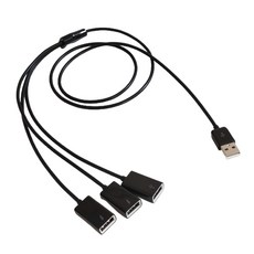 다중 USB 포트 USB 1 남성 ~ 3 개의 여성 전원 코드 확장 허브 케이블 1m/3.3ft, 검은색, 01 Black