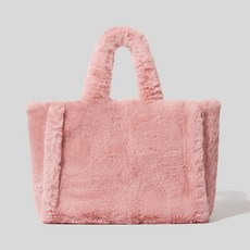 패션 핸드백 호화 인조 모피 여성 핸드백 디자이너 여성 핸드백 부스스하고 부드러운 벨벳 쇼핑백 따뜻한 겨울 Sac 2021, 분홍색