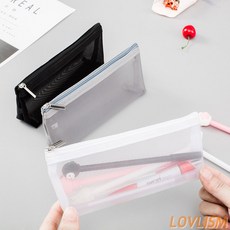 요고픽 심플메쉬 삼각 투명 망사필통 중학생 고등학생 대학생 메쉬파우치, 블랙