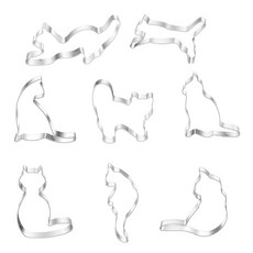 8 조각 고양이 쿠키 커터 형태 사탕 음식 곰팡이를 걷는 앉은 고양이 시리즈, 1개