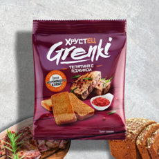 Krutets Сухарики из ржаного хлеба со вкусом говядины и аджики, 80 г