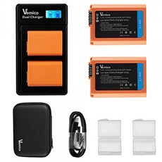 Vemico NP-FW50 배터리 충전기 세트 Alpha7 7ii 6500 6400 6300 6000 5100 NEX-7 NEX-6 NEX-F3, 단일상품