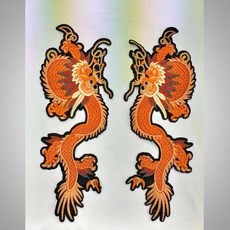 (와펜 이솔) 자수 스팽글 빈티지 비즈 벌 호랑이 용 와펜 패치 (1196-1230), 1215 자수 용 (한쌍), 1개