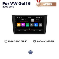안드로이드 오토 올인원 네비게이션 Navifly 폭스바겐 VW 골프 6 MK6 GTI 2008 2016 무선 카플레이 자동 비디오 플레이어 지능형 시스템 2Din 자동차 라디오, 없음, 2) M90S 1G 32G
