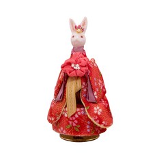 오르골 일본오타루 회전 토끼 생일선물 선물여학생 아이디어 밸런타인데이 결혼, T02-()레드 꽃토끼/쥘부채없음