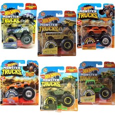 Hot Wheels Monster Trucks 크러셔블 카 6개 세트 다이캐스트 차량 빅풋 45 닷지 차저 카마로 등 포함, 한개옵션0, 1개