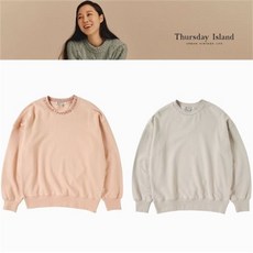 써스데이아일랜드_프라자 DB 써스데이아일랜드 레터링 니트 믹스 스 셔츠 T208MST231W