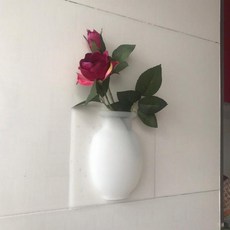 휴대용스티커화병 벽 화병 스티커화병 매직 실리콘 꽃병 원활한 붙여 넣기 벽 스티커 수경 벽 교수형 수경 냉장고 스티커 작은 자체 접착 유리, 하얀